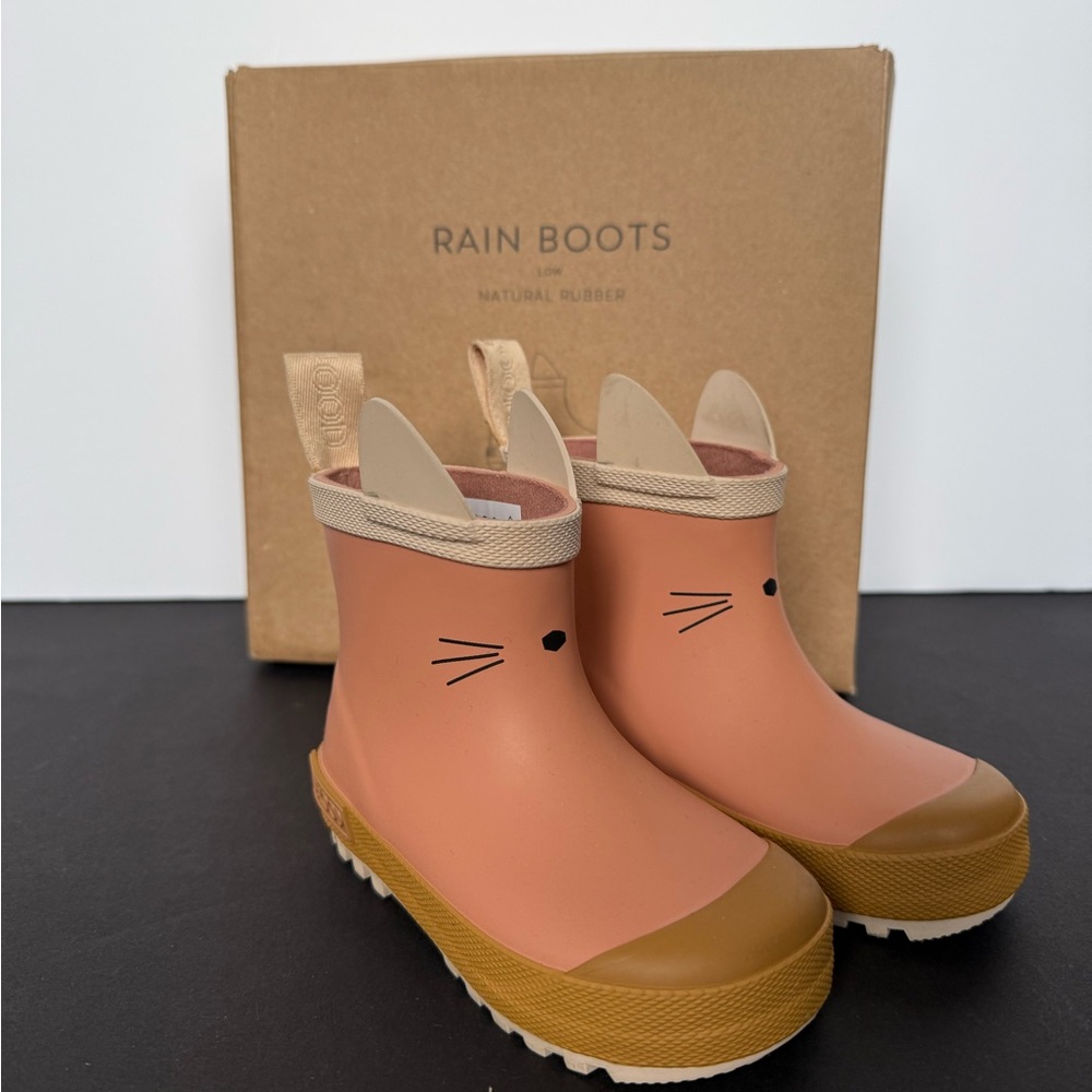 New! Liewood Rose Pink Cat Telka Rain Boots - Size 22 euro / 6 US toddler